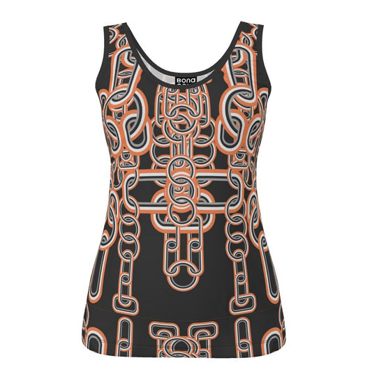 Womens Cut Vest in Diagonal chains Gray Coral