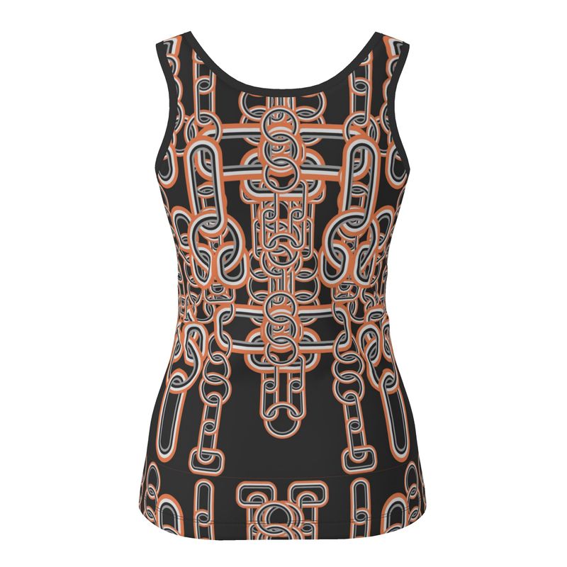 Womens Cut Vest in Diagonal chains Gray Coral