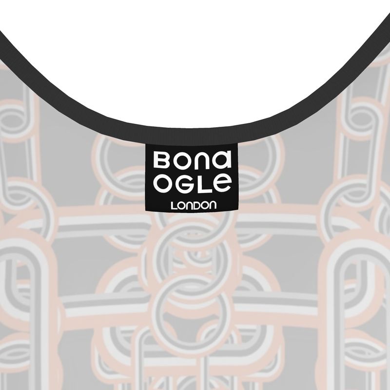 Womens Cut Vest in Diagonal chains Gray Coral