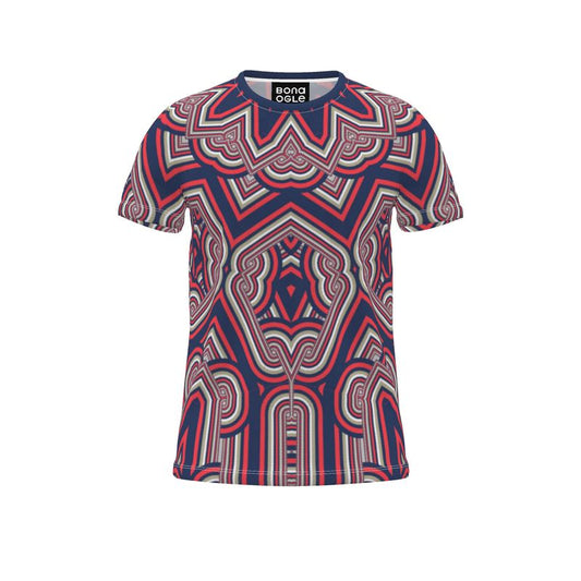 All Over Print T Shirt in Geo Chain Blue