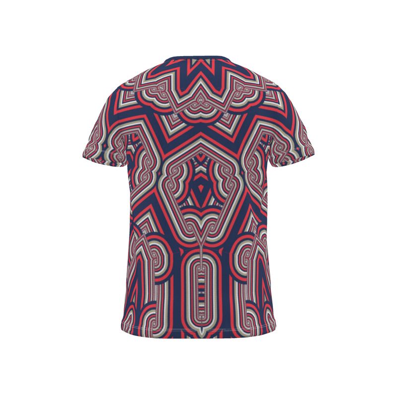 All Over Print T Shirt in Geo Chain Blue