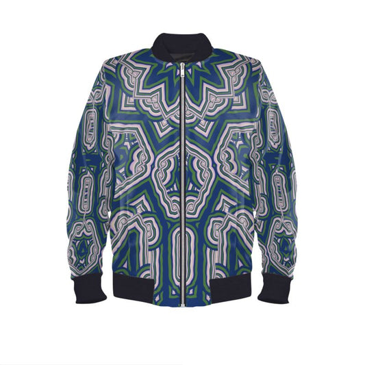 Bomber Jacket in Geo Chains  Blue