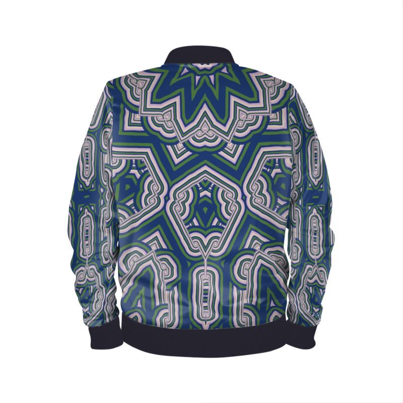 Bomber Jacket in Geo Chains  Blue