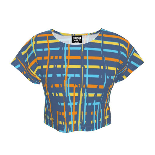 Crop Top in dripping Stripe  Vivid Sky