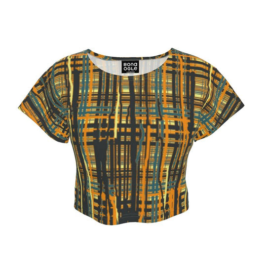 Crop Top in Dripping Plaid Orange