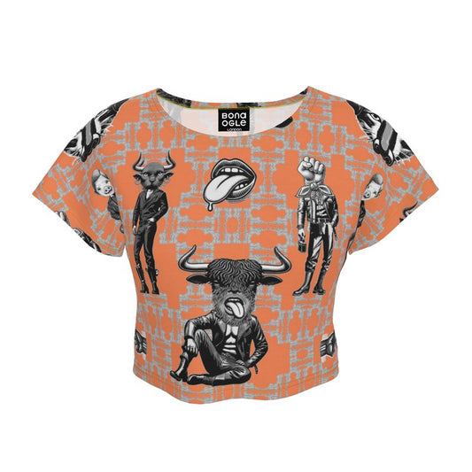 Crop Top in Critters Gray Coral