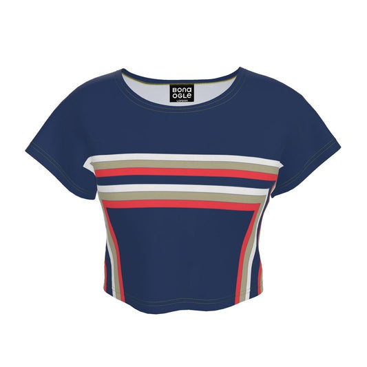 Crop Top in  3d Square  Blue