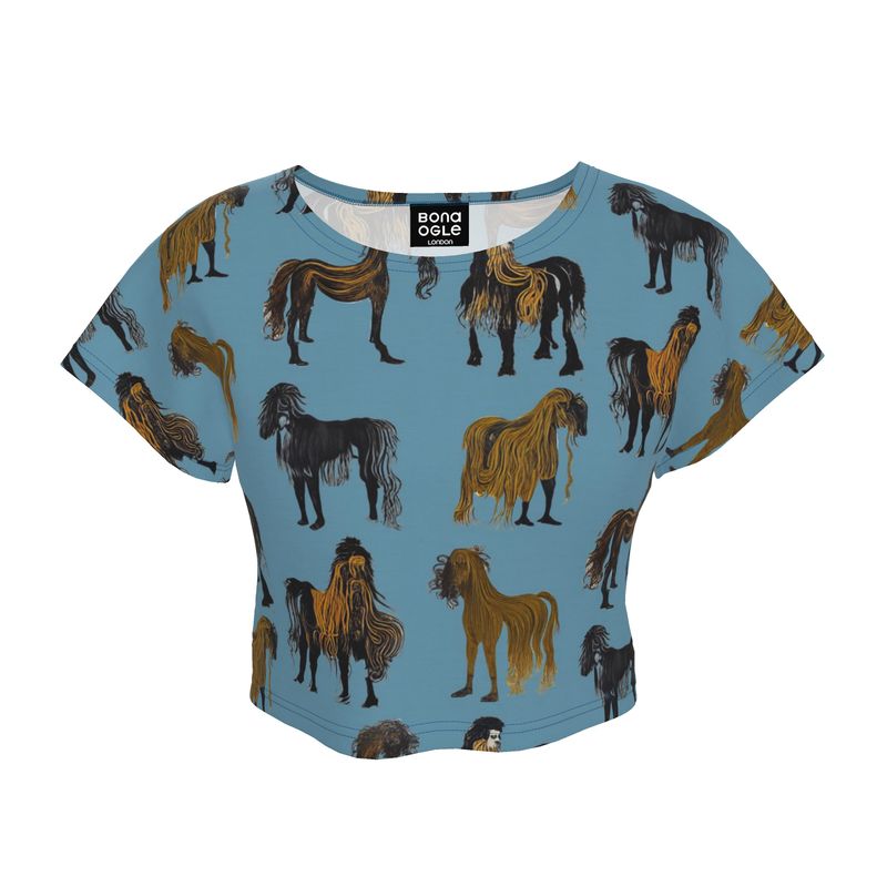Crop Top in Hairy Horses Air  Force Blu