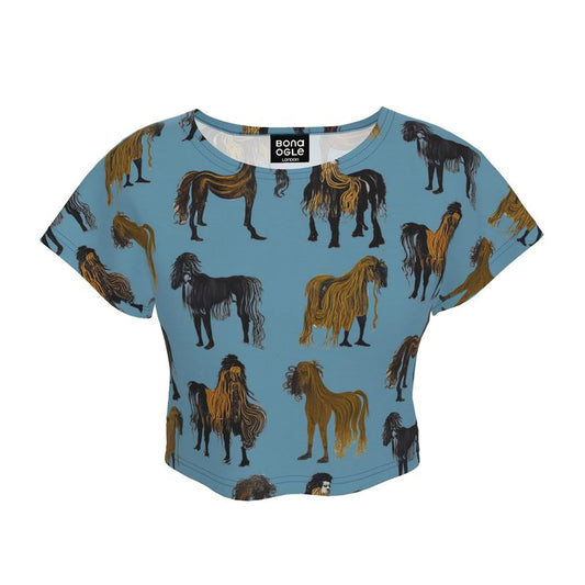 Crop Top in Hairy Horses Air  Force Blu