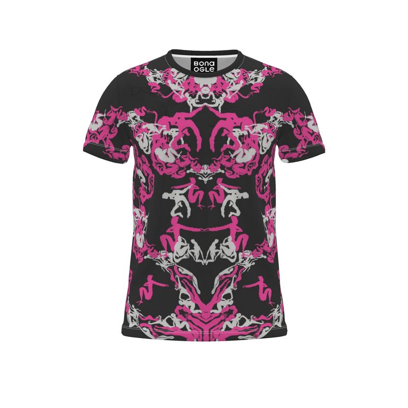 All Over Print T Shirt in Orgy Fuchsia Carbon Grey
