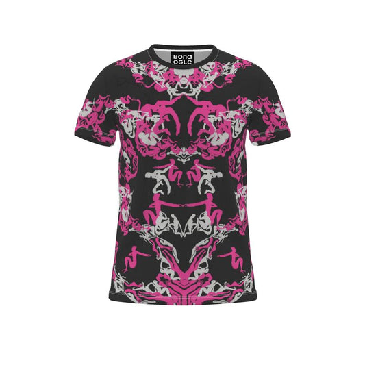 All Over Print T Shirt in Orgy Fuchsia Carbon Grey