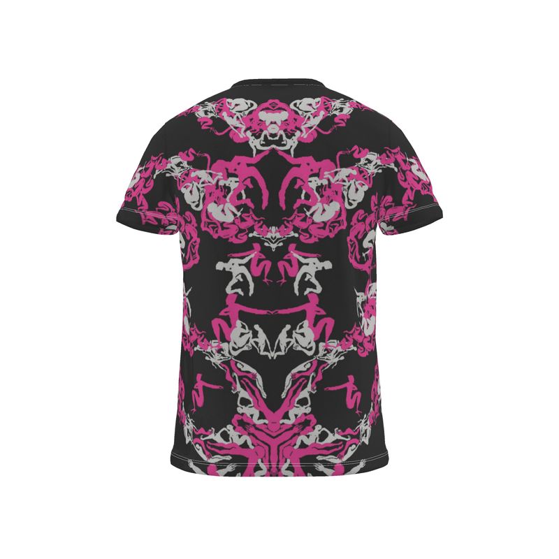 All Over Print T Shirt in Orgy Fuchsia Carbon Grey