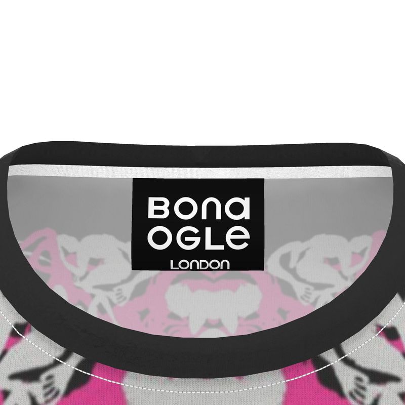 All Over Print T Shirt in Orgy Fuchsia Carbon Grey