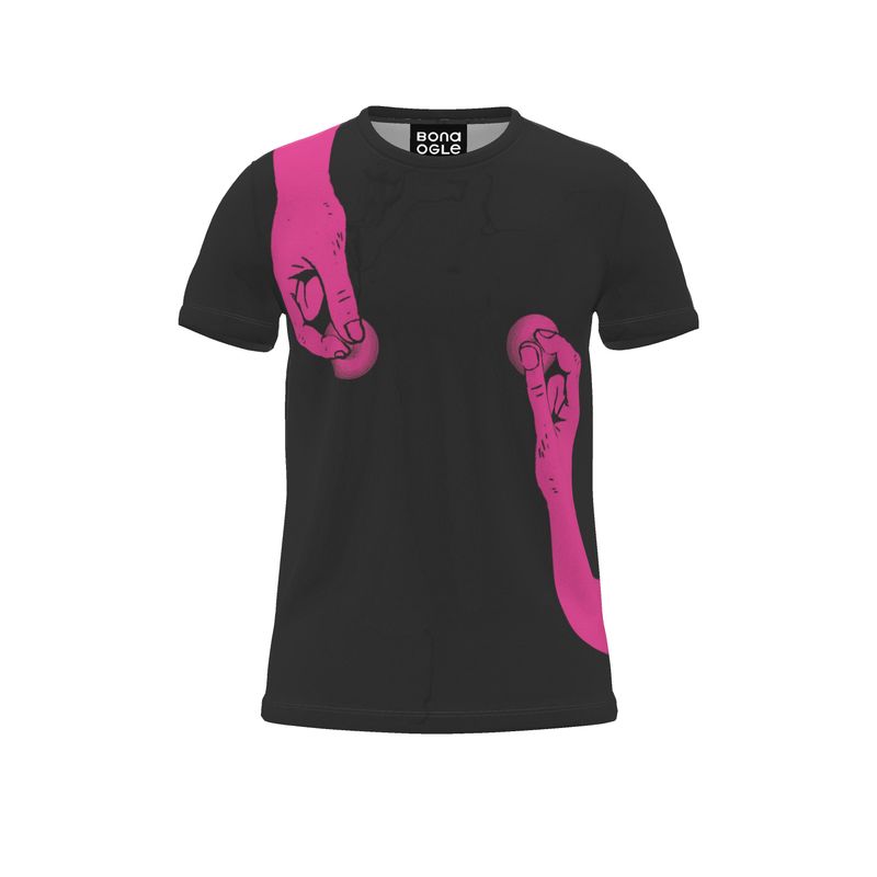 All Over Print T Shirt in Pinch Fuschia Black