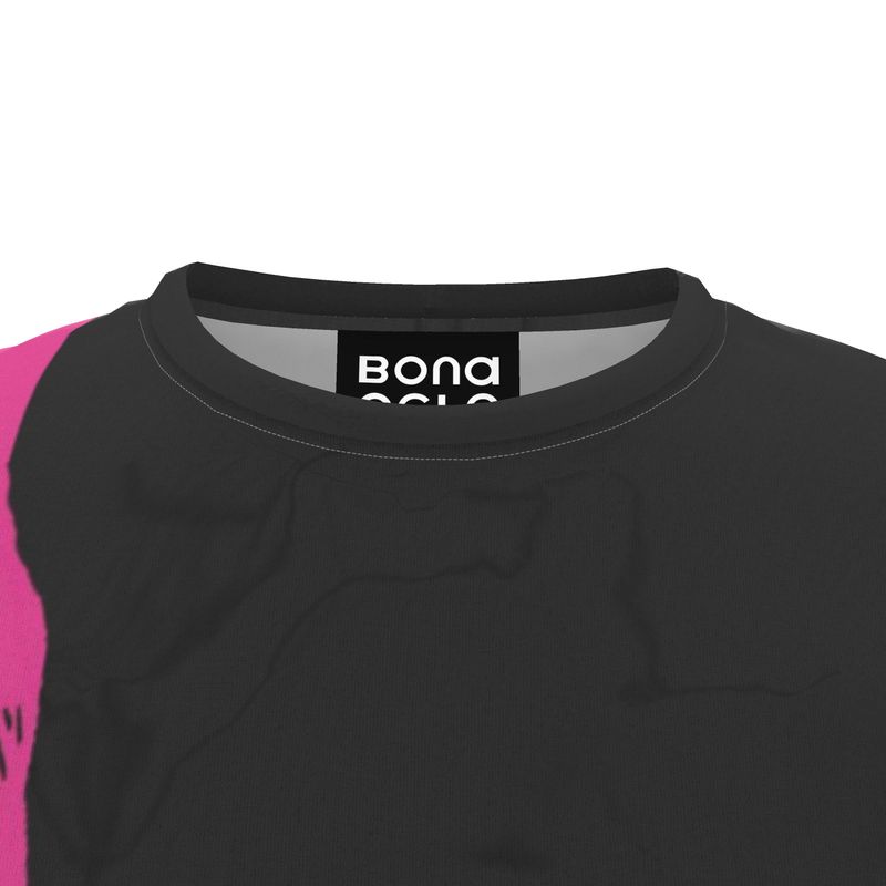 All Over Print T Shirt in Pinch Fuschia Black