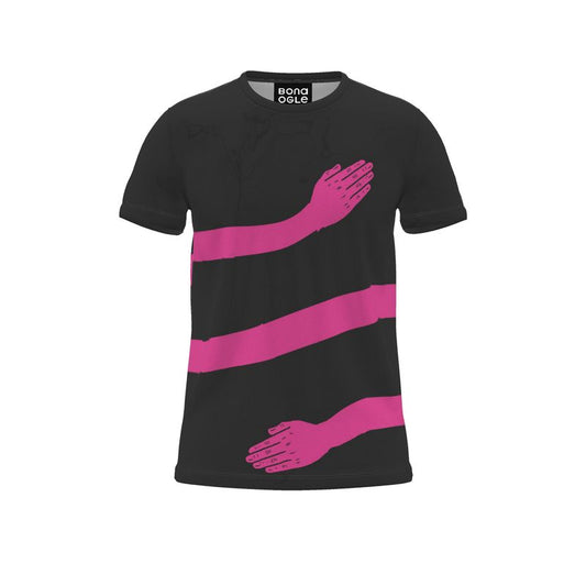 All Over Print T Shirt in  Hug   Fuchsia Black