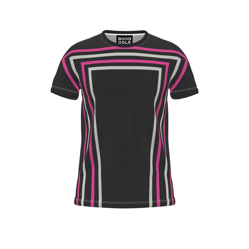 All Over Print T Shirt in 3D Shoulders Fuchsia Carbon