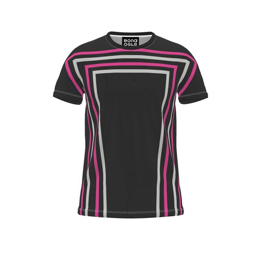 All Over Print T Shirt in 3D Shoulders Fuchsia Carbon