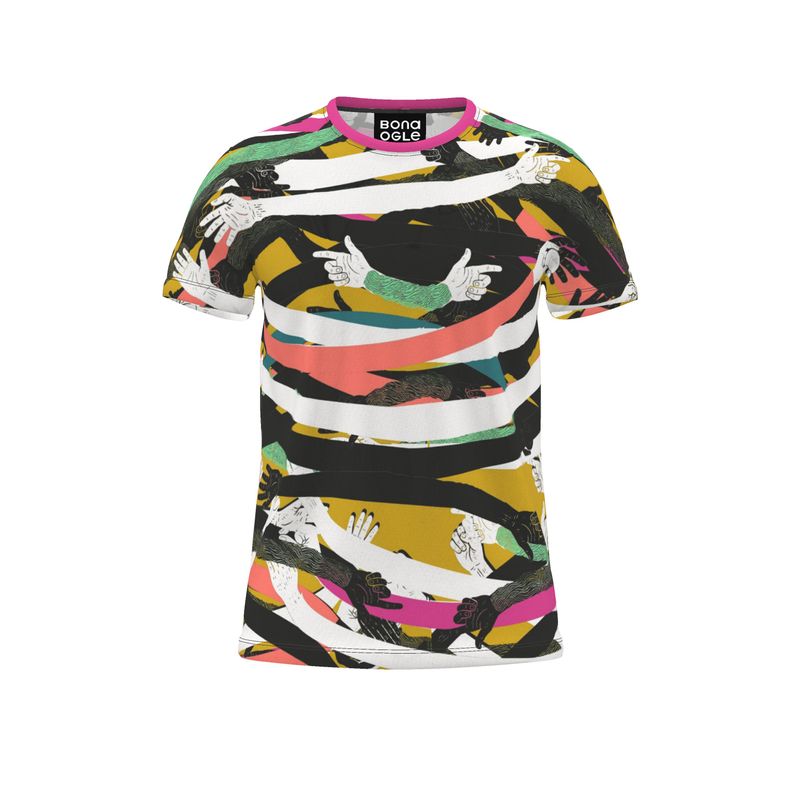 All Over Print T Shirt in Hands Golden Sunset