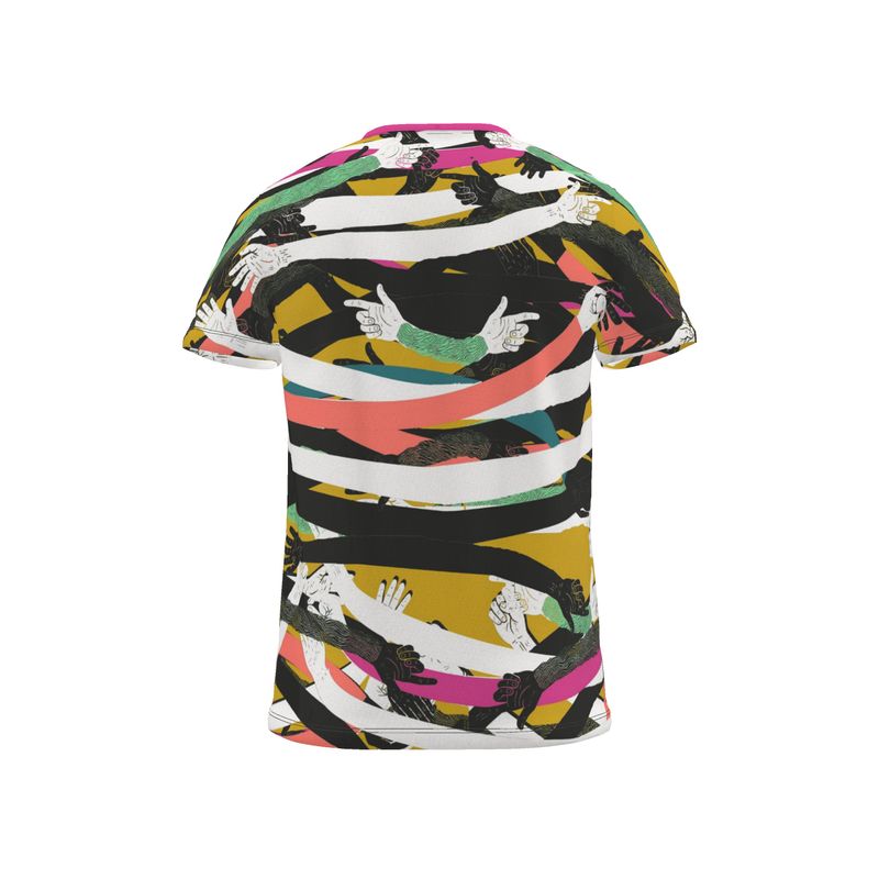 All Over Print T Shirt in Hands Golden Sunset