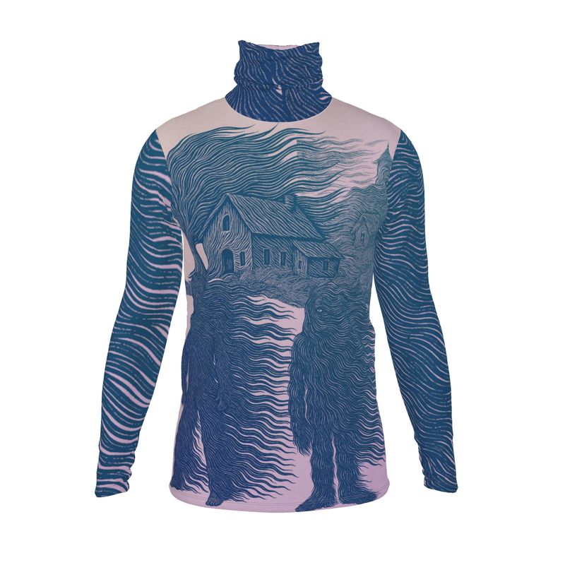 Slim Fit Roll Neck in Tempest Field Night Garden