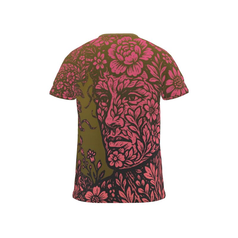 All Over Print T Shirt in Floral Face golden sunset