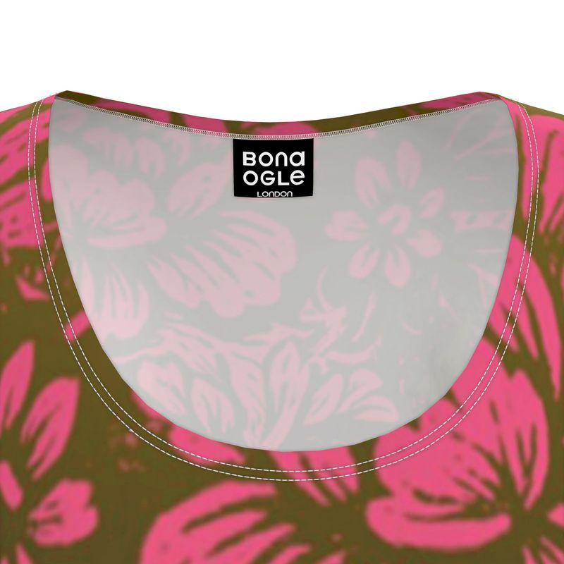 Tunic T-shirt Dress in Floral Face Golden Sunset