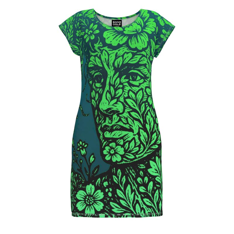 Tunic T Shirt Dress in Floral Face Night Garden