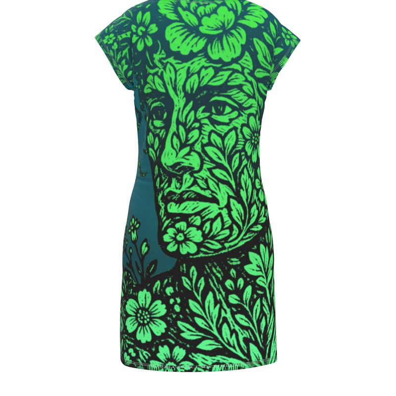 Tunic T Shirt Dress in Floral Face Night Garden