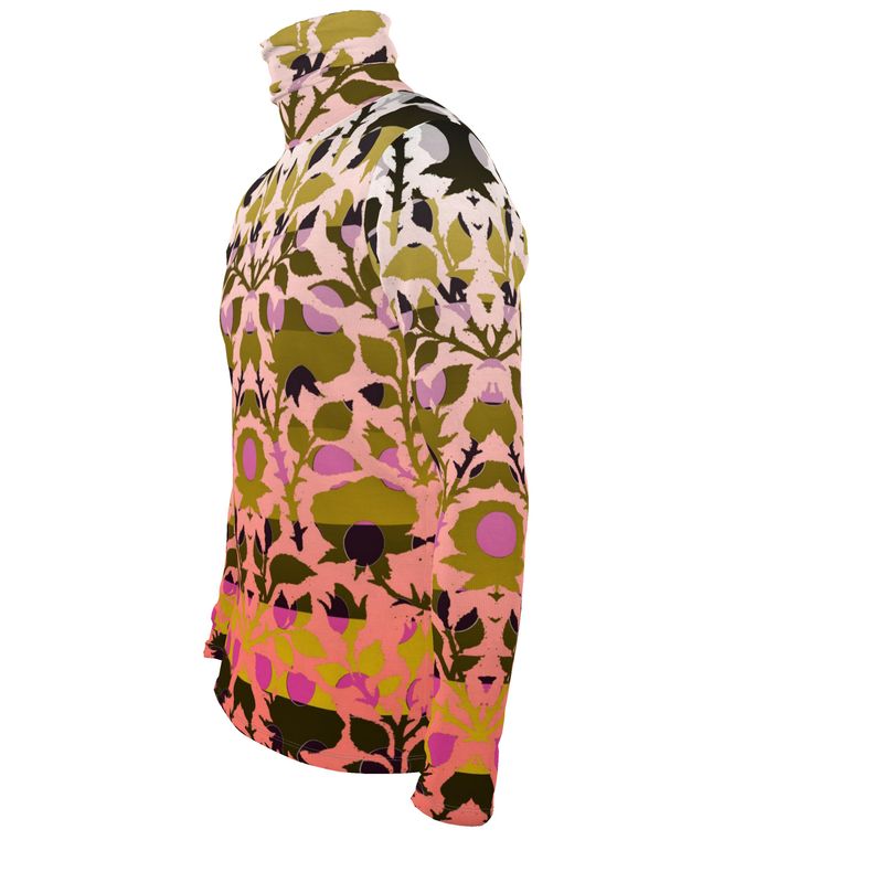 Sslim Fit Roll Neck in Spots Stripes Roses Golden Sunset