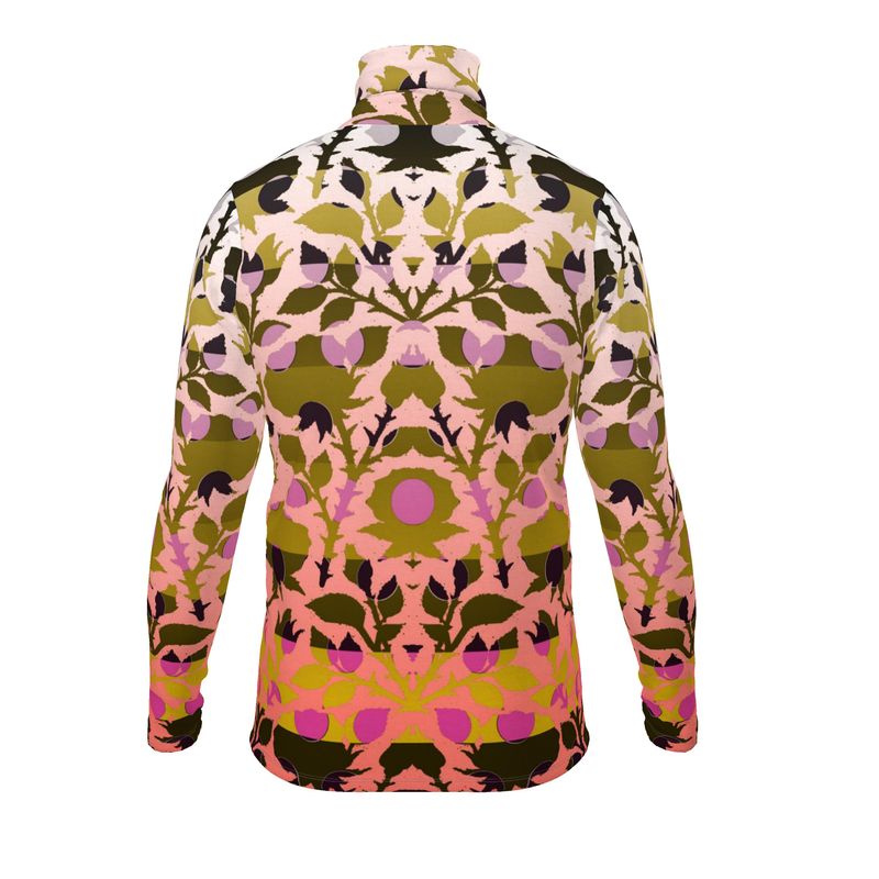 Sslim Fit Roll Neck in Spots Stripes Roses Golden Sunset