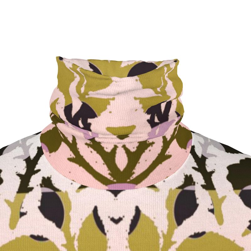 Sslim Fit Roll Neck in Spots Stripes Roses Golden Sunset