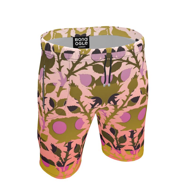 Roll Neck Co-ord Set in Spots Stripes Roses Golden Sunset - Sweat Shorts in Spots Stripes Roses Golden Sunset