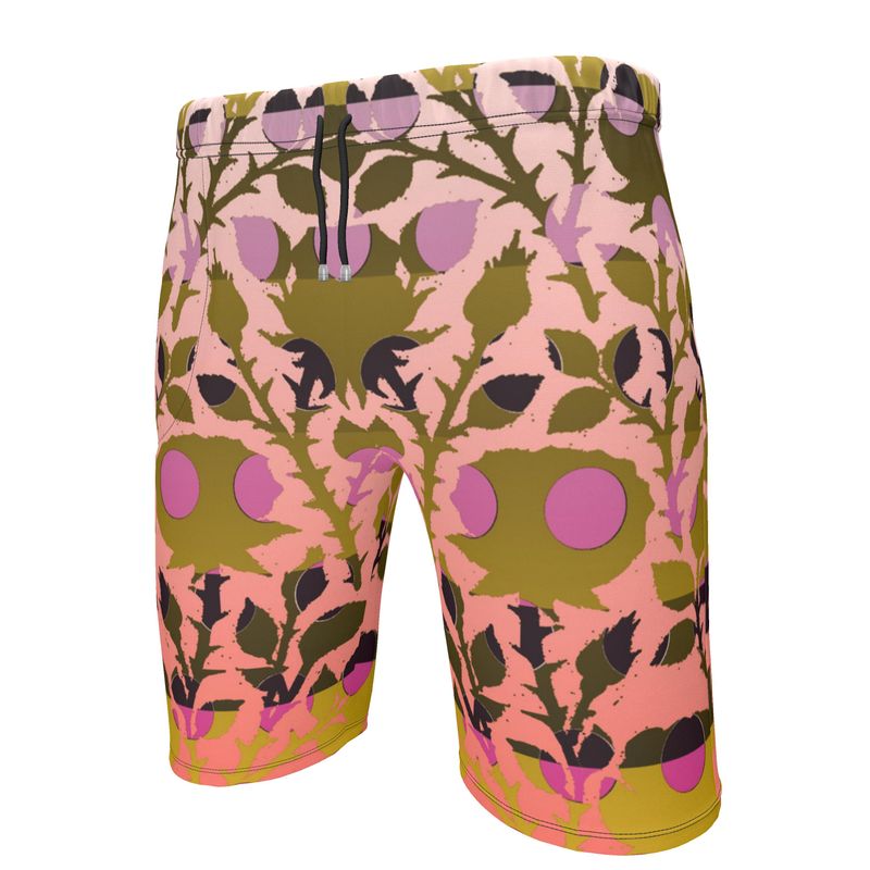 Roll Neck Co-ord Set in Spots Stripes Roses Golden Sunset - Sweat Shorts in Spots Stripes Roses Golden Sunset