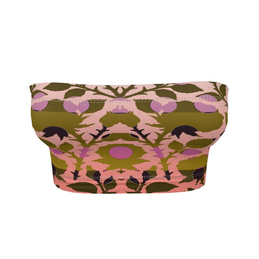 Bandeau Boob Tubei n SSpots Stripes Roses Golden Sunset