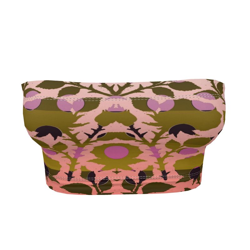 Bandeau Boob Tubei n SSpots Stripes Roses Golden Sunset