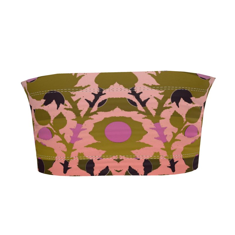 Bandeau Boob Tubei n SSpots Stripes Roses Golden Sunset