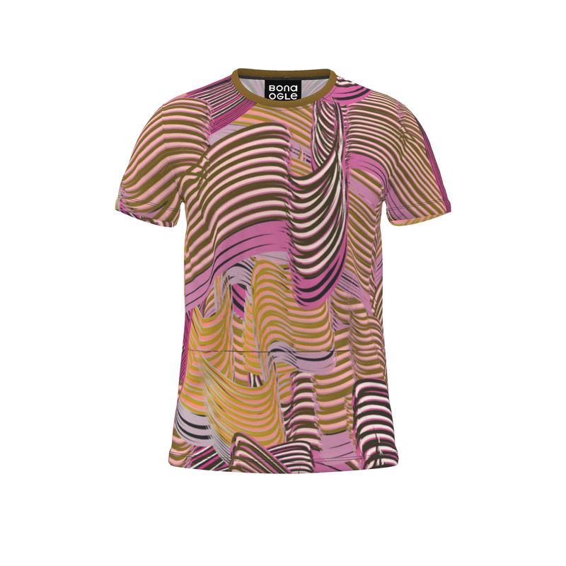 All Over Print T Shirt in Brush strokes Golden sunset