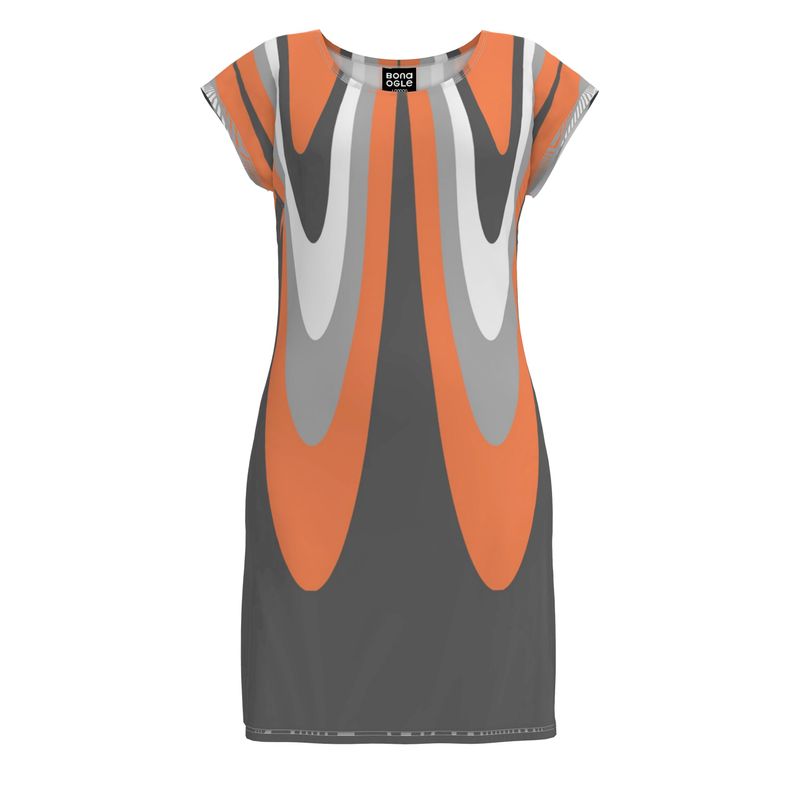 Tunic T Shirt Dress in  scales Gray Coral