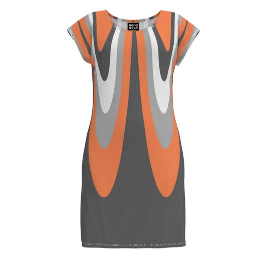 Tunic T Shirt Dress in  scales Gray Coral