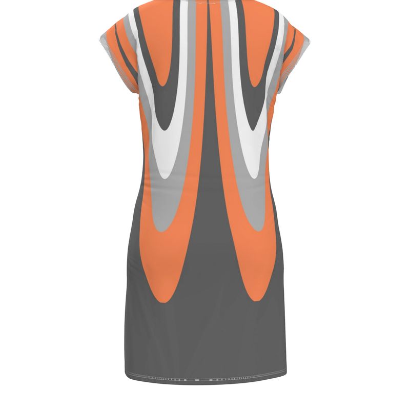 Tunic T Shirt Dress in  scales Gray Coral