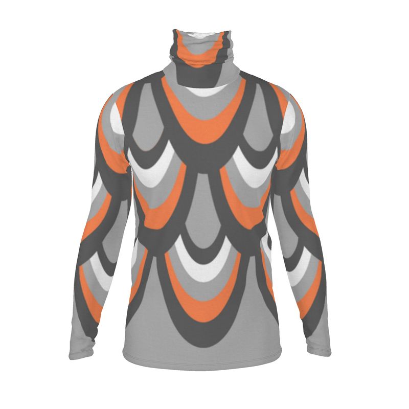 Mens slim fit roll neck in Scales Moonlit Garden
