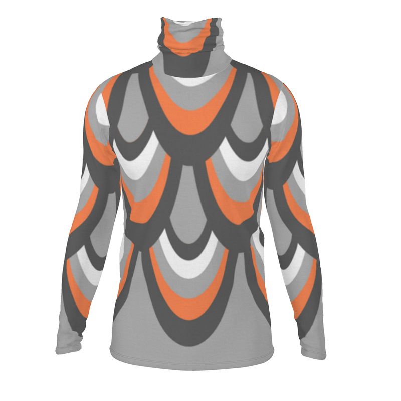 Mens slim fit roll neck in Scales Moonlit Garden