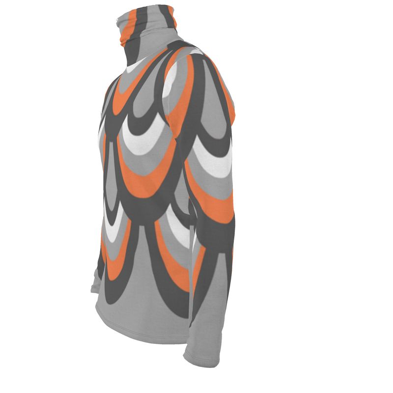 Mens slim fit roll neck in Scales Moonlit Garden