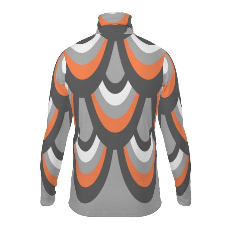 Mens slim fit roll neck in Scales Moonlit Garden