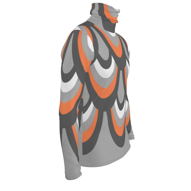 Mens slim fit roll neck in Scales Moonlit Garden