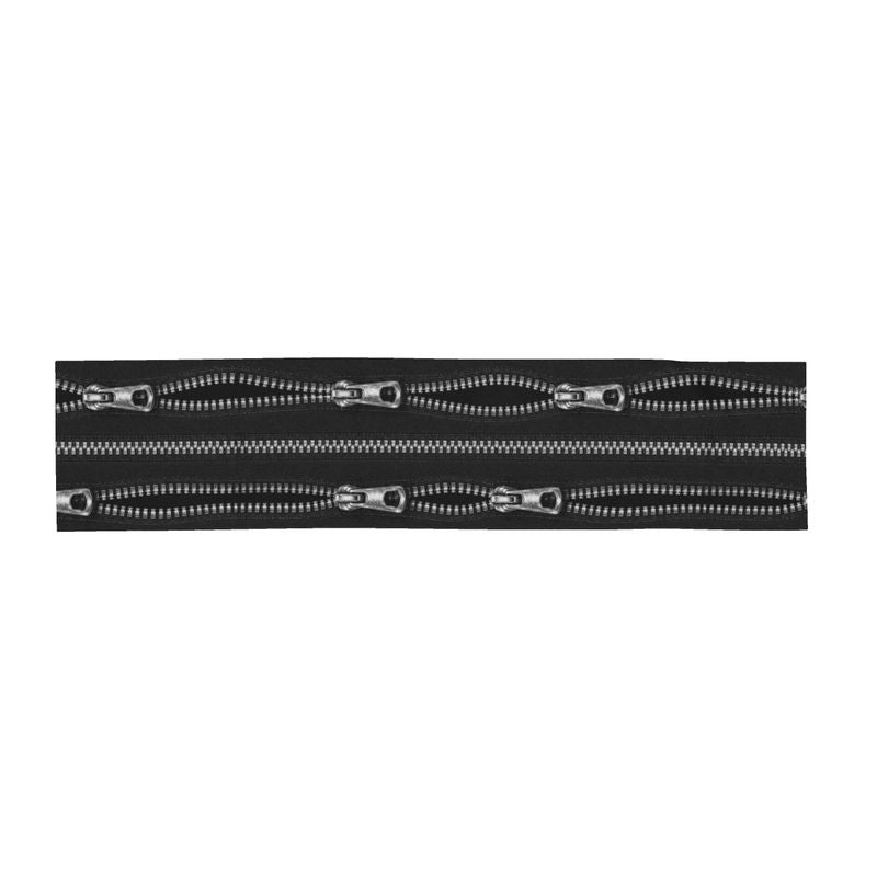 Chiffon silk Scarf in Zippers Black