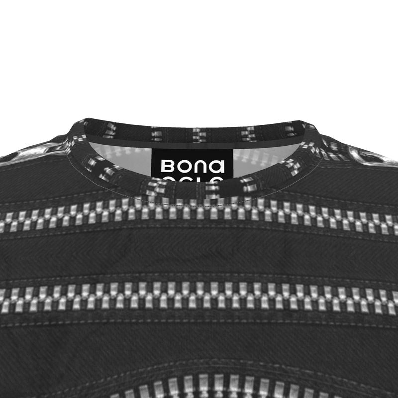 All Over Print T Shirt in Zippers Silver Black