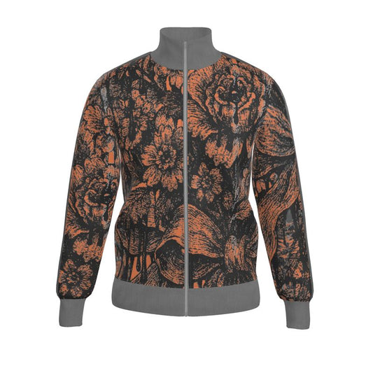Tracksuit Jacket in Dripping Flowers Gray Coral