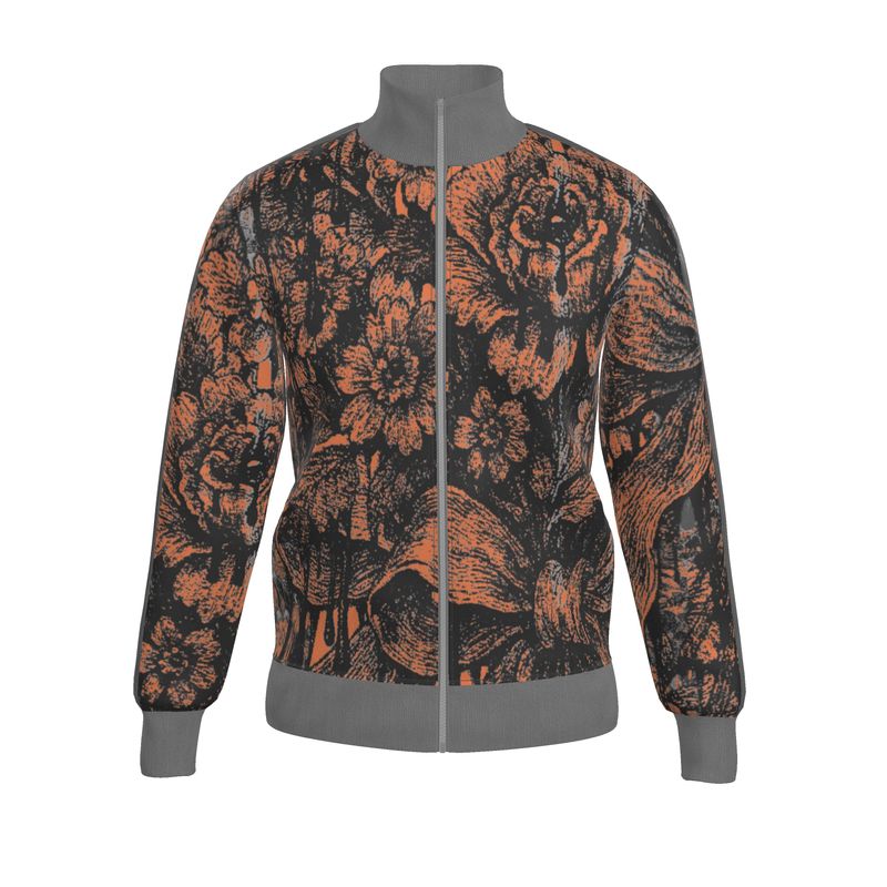 Tracksuit Set in Dripping Flowers Gray Coral - front